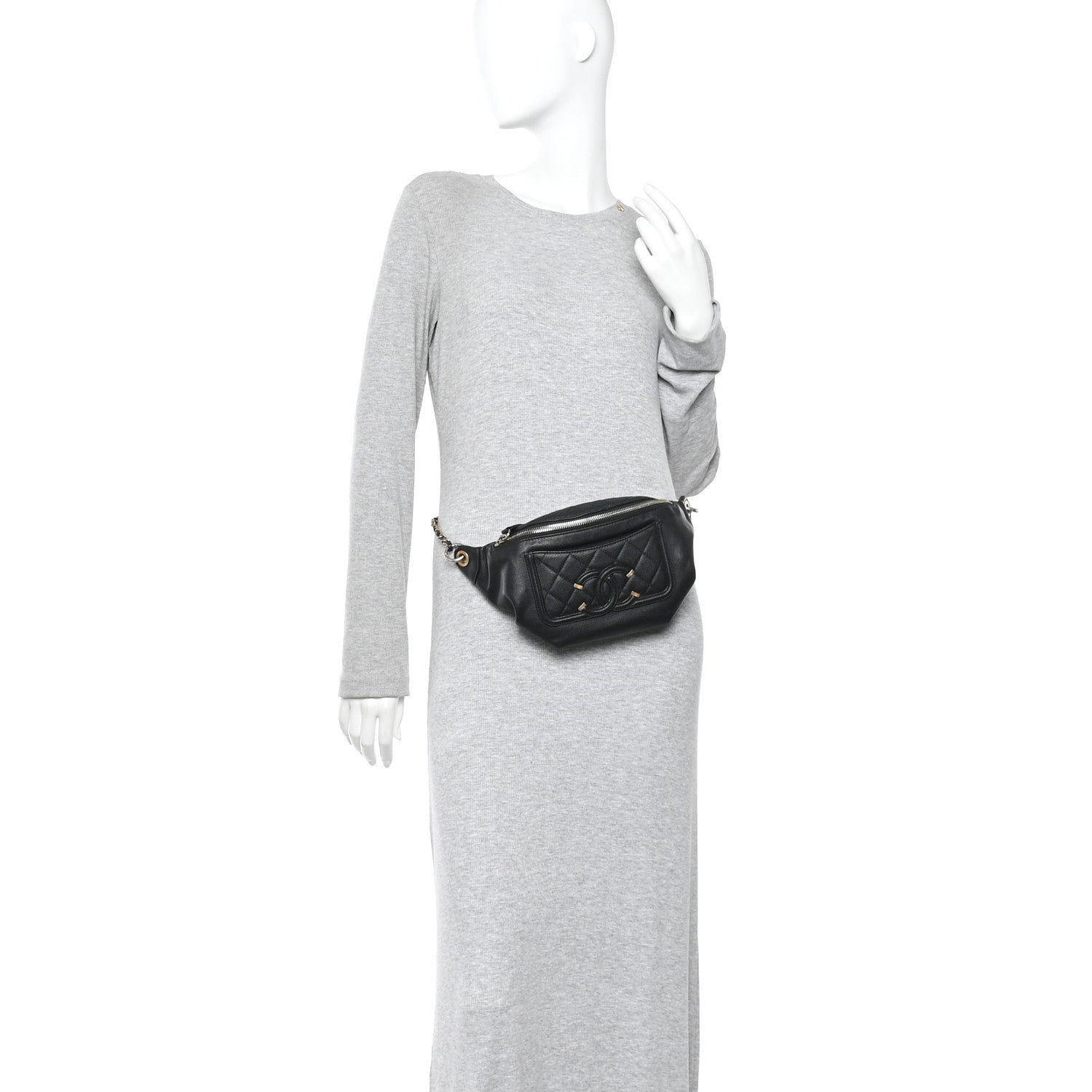 Chanel Caviar Quilted Filigree Waist Bag Black 2 of 14
