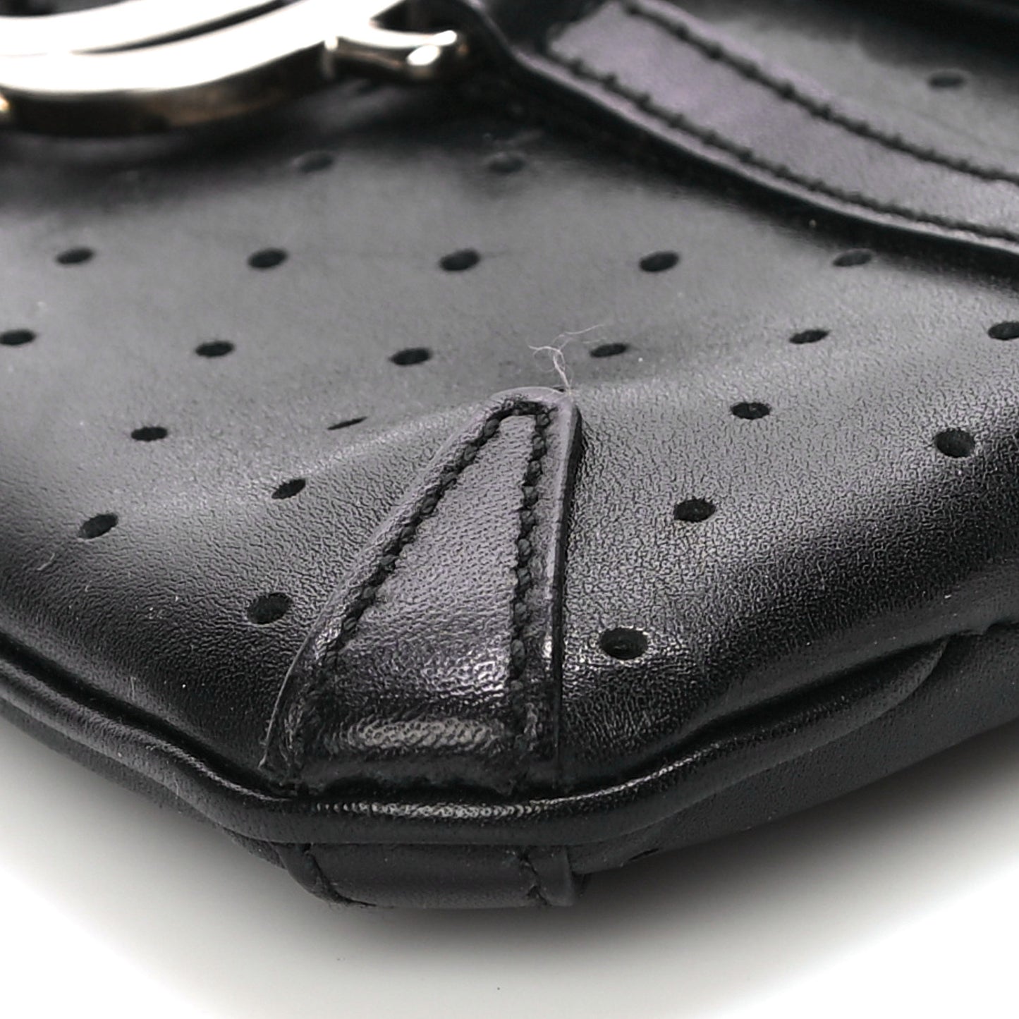 Calfskin Perforated GG Pochette Black