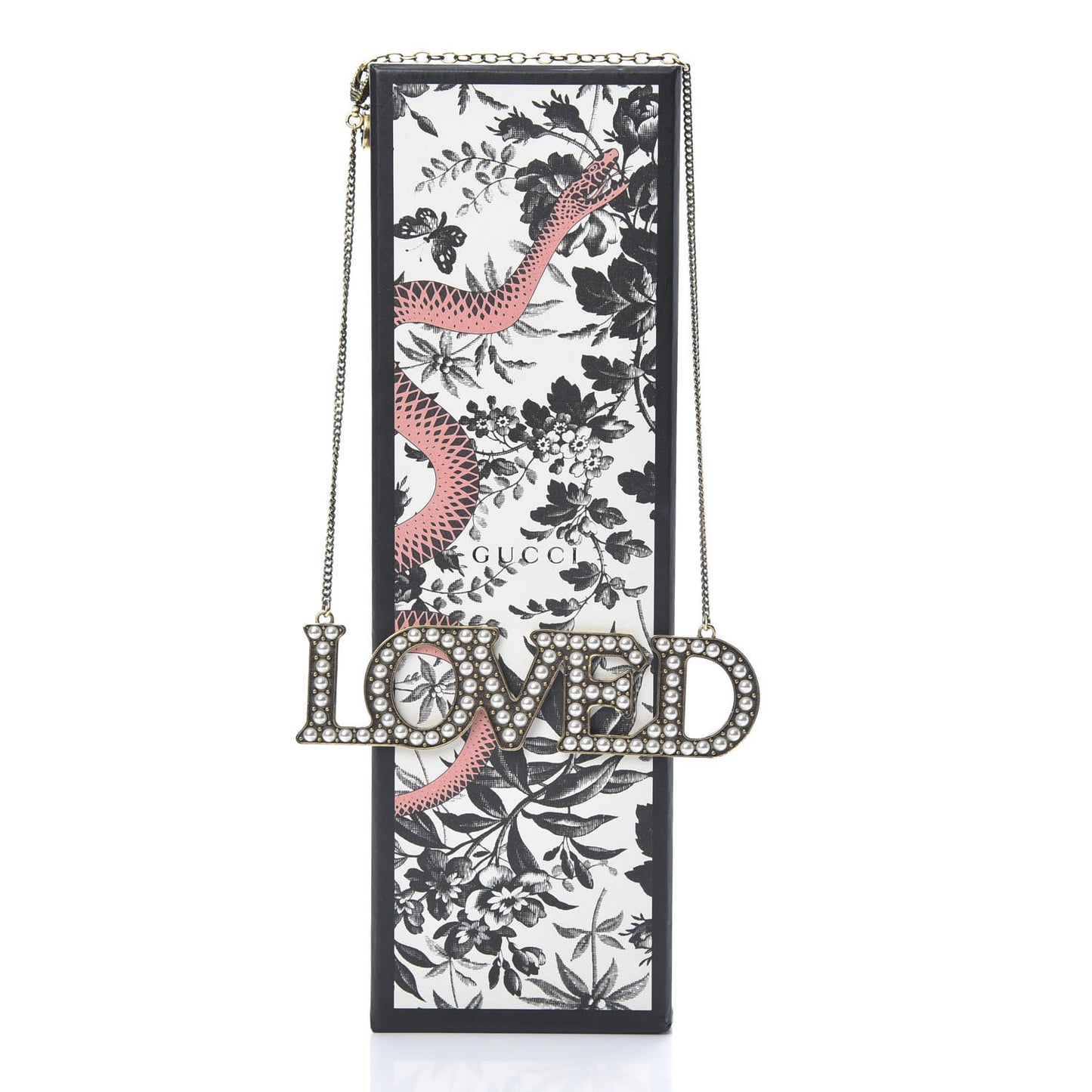 Metal Pearl Loved Necklace Aged Gold