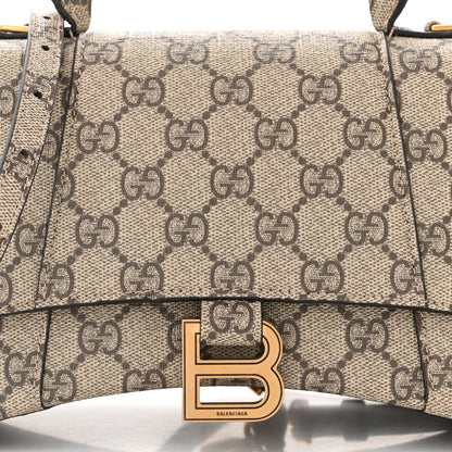 Balenciaga X GUCCI GG Supreme Monogram Small Hourglass Top Handle Bag Beige Ebony 8 of 10