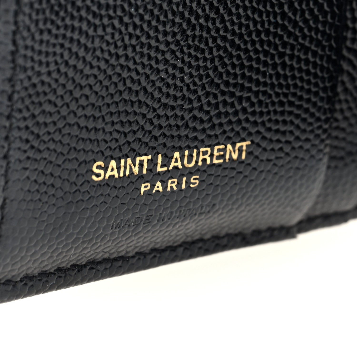 Saint Laurent Grain De Poudre Matelasse Chevron Monogram Zipped Card Case Black 6 of 6