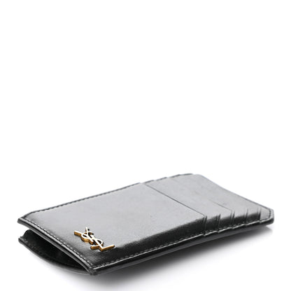 Saint Laurent Grained Calfskin Monogram 5 Fragments Zip Pouch Bill Clip Card Holder Black 4 of 7