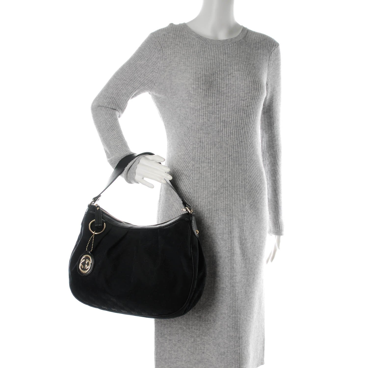 Gucci Monogram Medium Sukey Hobo Black 2 of 7