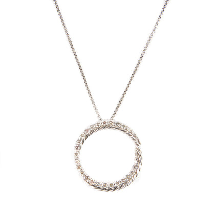 David Yurman Sterling Silver Diamond Crossover Circle Pendant Necklace 1 of 7