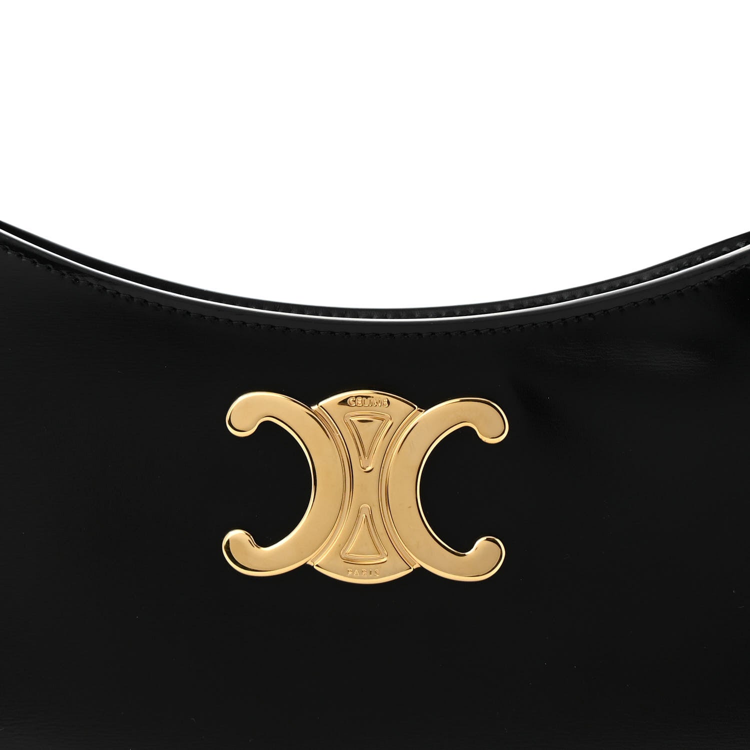 Celine Shiny Calfskin Medium Tilly Triomphe Shoulder Bag Black 8 of 12