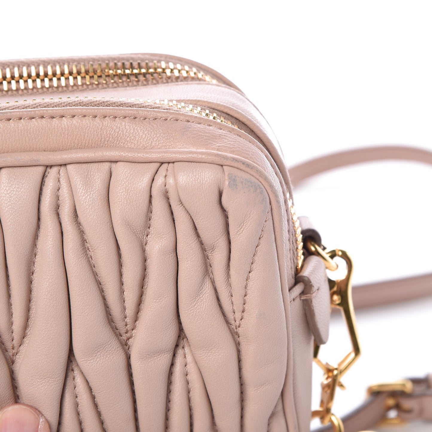 Nappa Matelasse Double Zip Chain Shoulder Bag Cammeo