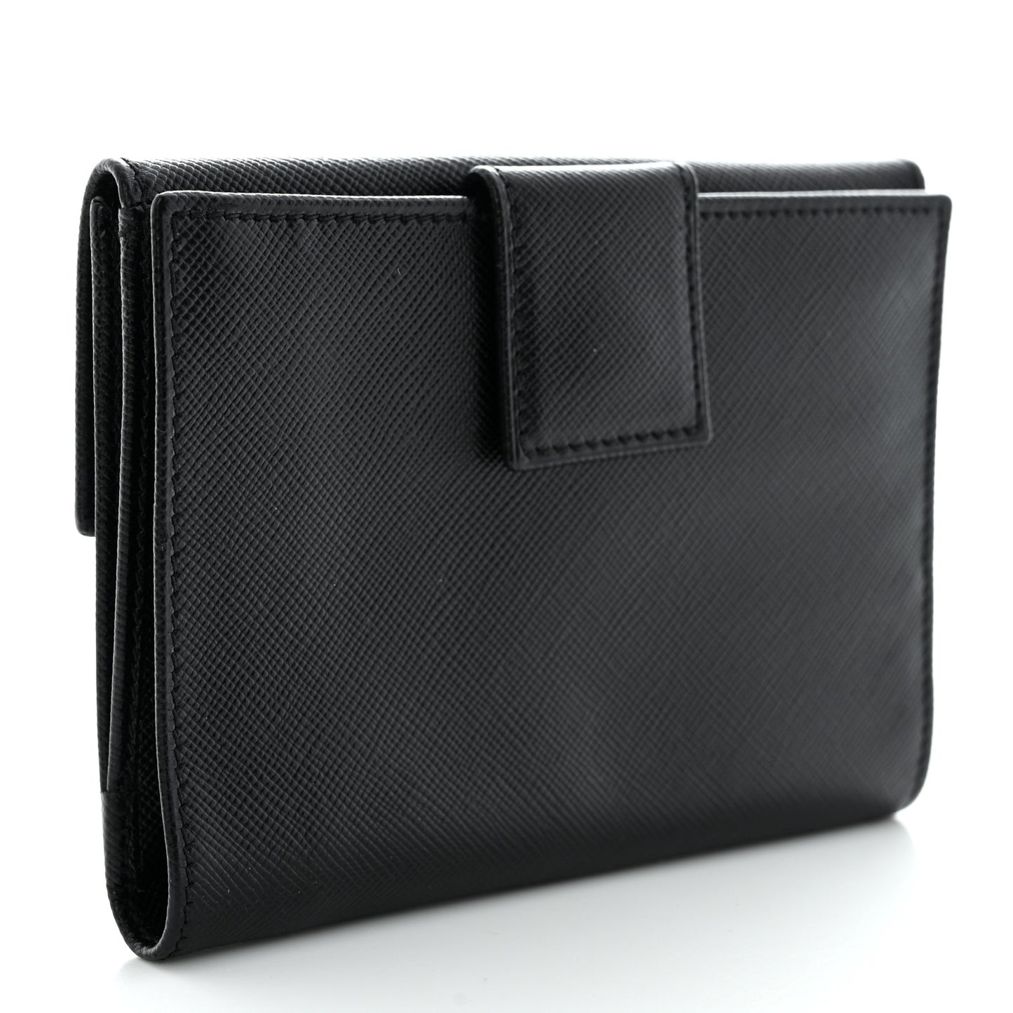 Saffiano Tri-Fold Compact Wallet Black