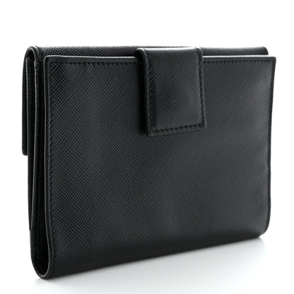Prada Saffiano Tri-Fold Compact Wallet Black 3 of 10
