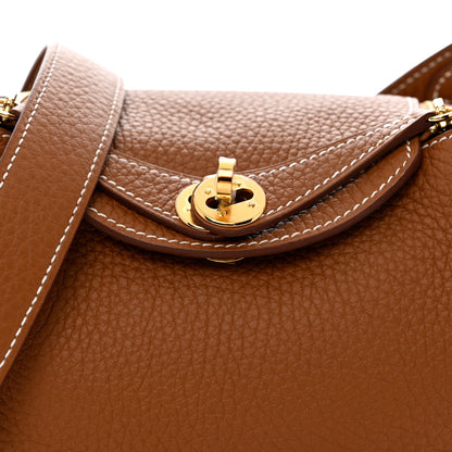 Hermes Taurillon Clemence Mini Lindy 20 Gold 8 of 11