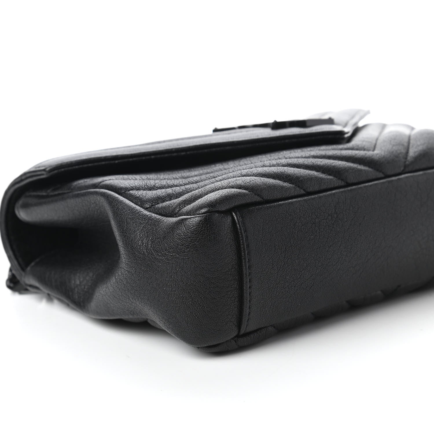 Saint Laurent Sheepskin Matelasse Chevron Monogram Monochrome Medium College Bag Black 6 of 11