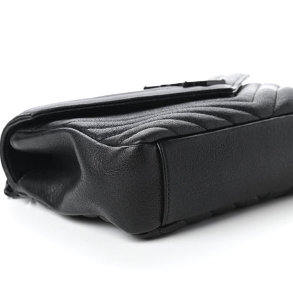 Saint Laurent Sheepskin Matelasse Chevron Monogram Monochrome Medium College Bag Black 6 of 11