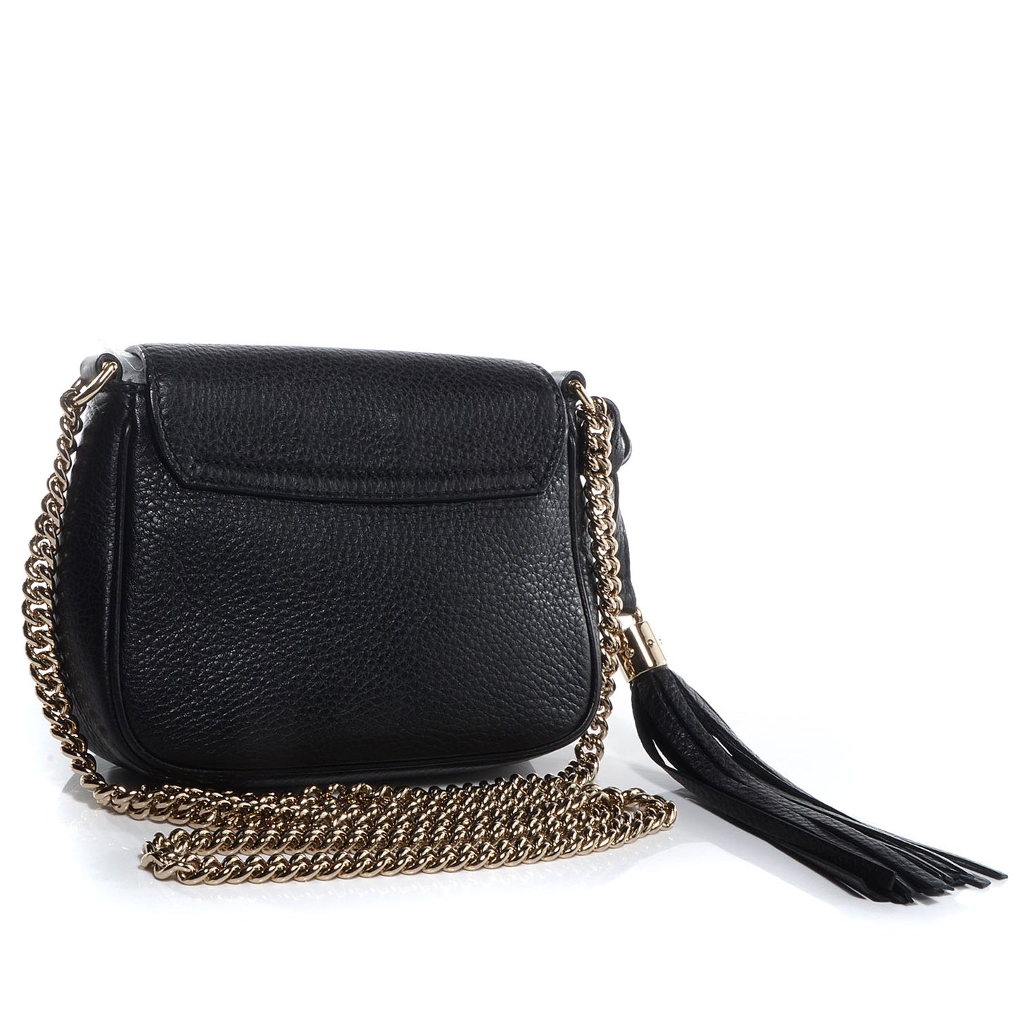 Pebbled Calfskin Small Soho Flap Crossbody Black