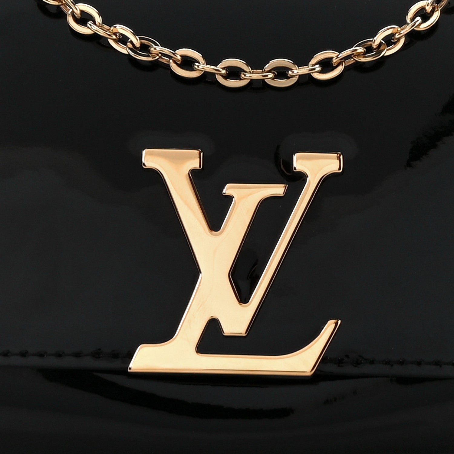 Louis Vuitton Patent Louise PM Chain Clutch Black 9 of 13