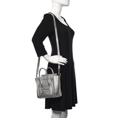 Celine Laminated Lambskin Nano Luggage Silver 2 of 13