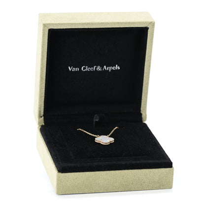 Van Cleef & Arpels 18K Yellow Gold Mother of Pearl Vintage Alhambra Pendant Necklace 7 of 7