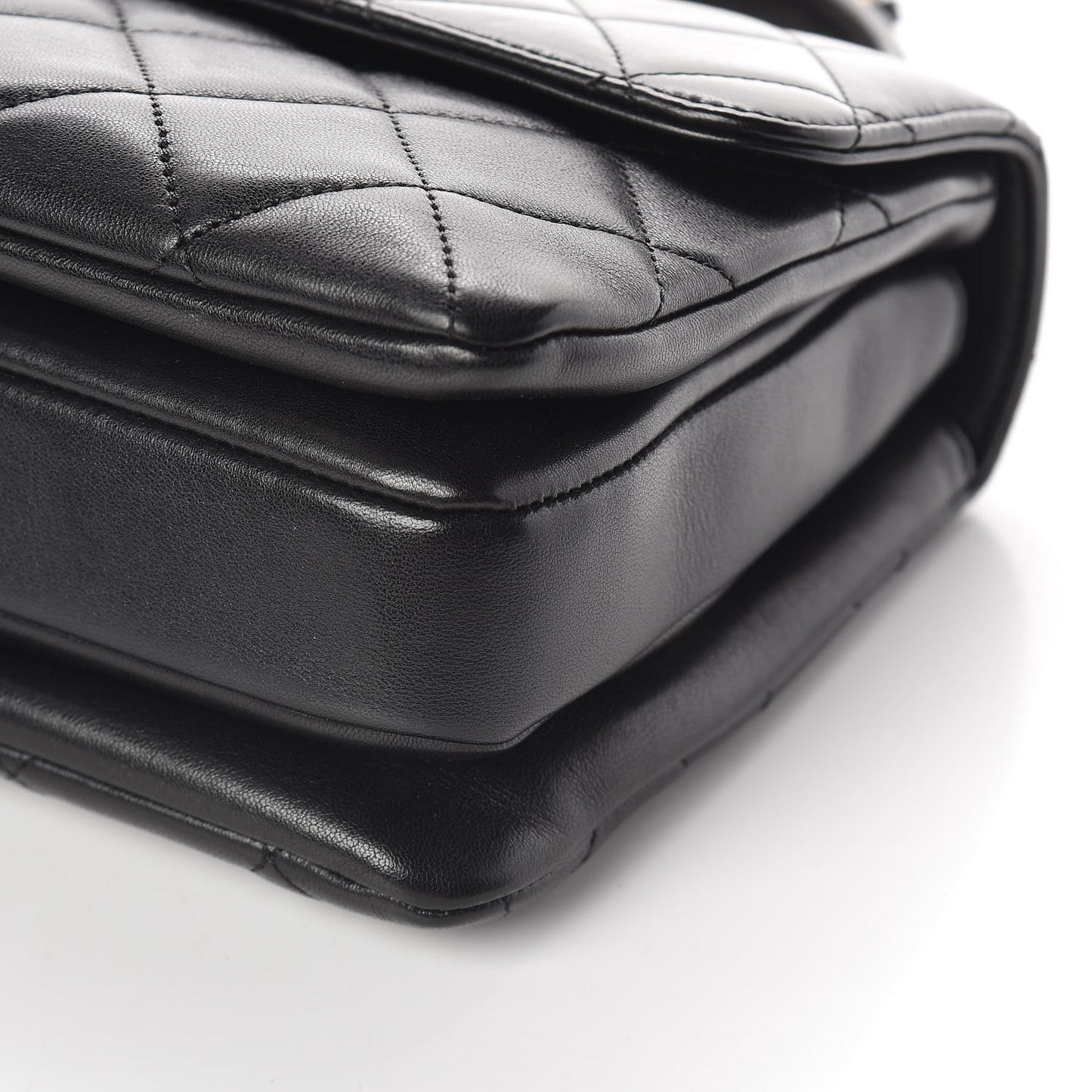 Lambskin Quilted Small Trendy CC Dual Handle Flap Bag Black
