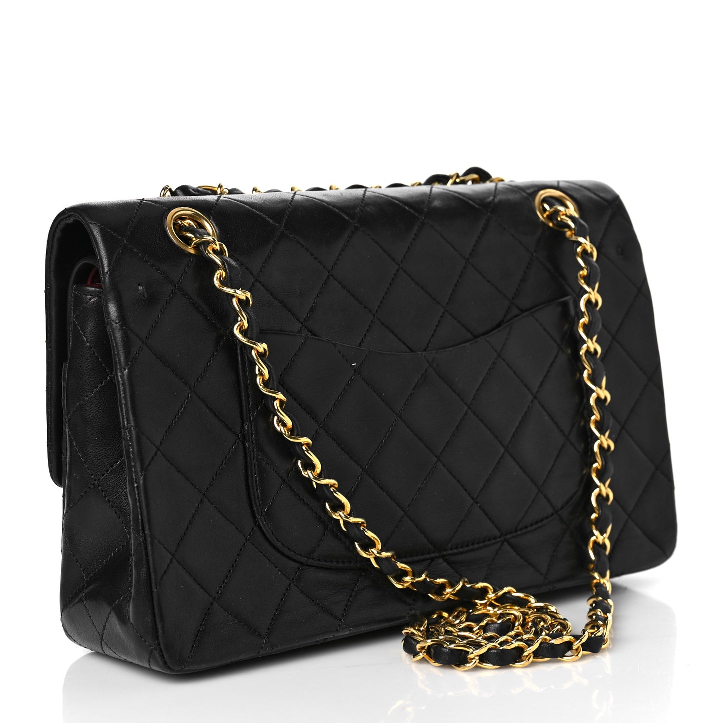 Lambskin Quilted Medium Double Flap Black