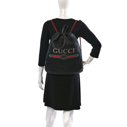 Gucci Calfskin Logo Drawstring Backpack Black 2 of 9