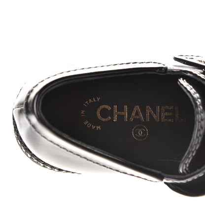 Chanel Shiny Calfskin Lace Up Platform Loafers 36 Black 6 of 8