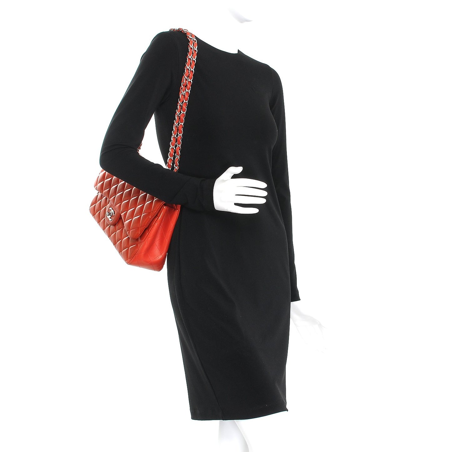Lambskin Quilted Jumbo Double Flap Red