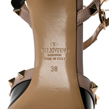 Valentino Garavani Patent Nappa Rockstud Ankle Strap 65mm Pumps 38 Black Poudre 8 of 10