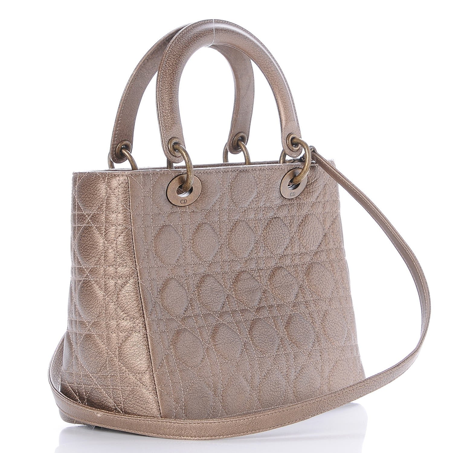 Christian Dior Metallic Lambskin Cannage Medium Lady Dior Bronze 4 of 10
