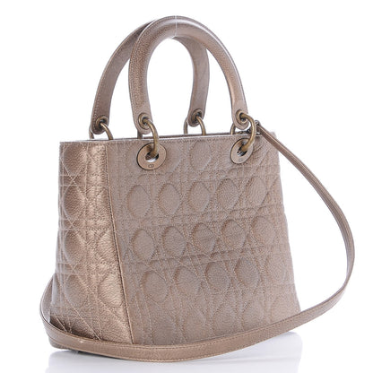 Christian Dior Metallic Lambskin Cannage Medium Lady Dior Bronze 4 of 10