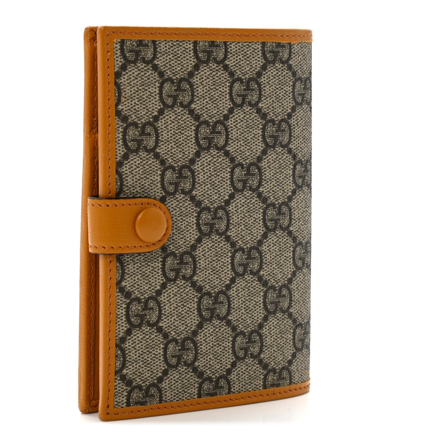 Gucci GG Supreme Monogram Textured Calfskin Retro Interlocking G Passport Case Beige Yellow 3 of 7