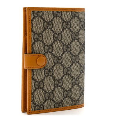 Gucci GG Supreme Monogram Textured Calfskin Retro Interlocking G Passport Case Beige Yellow 3 of 7