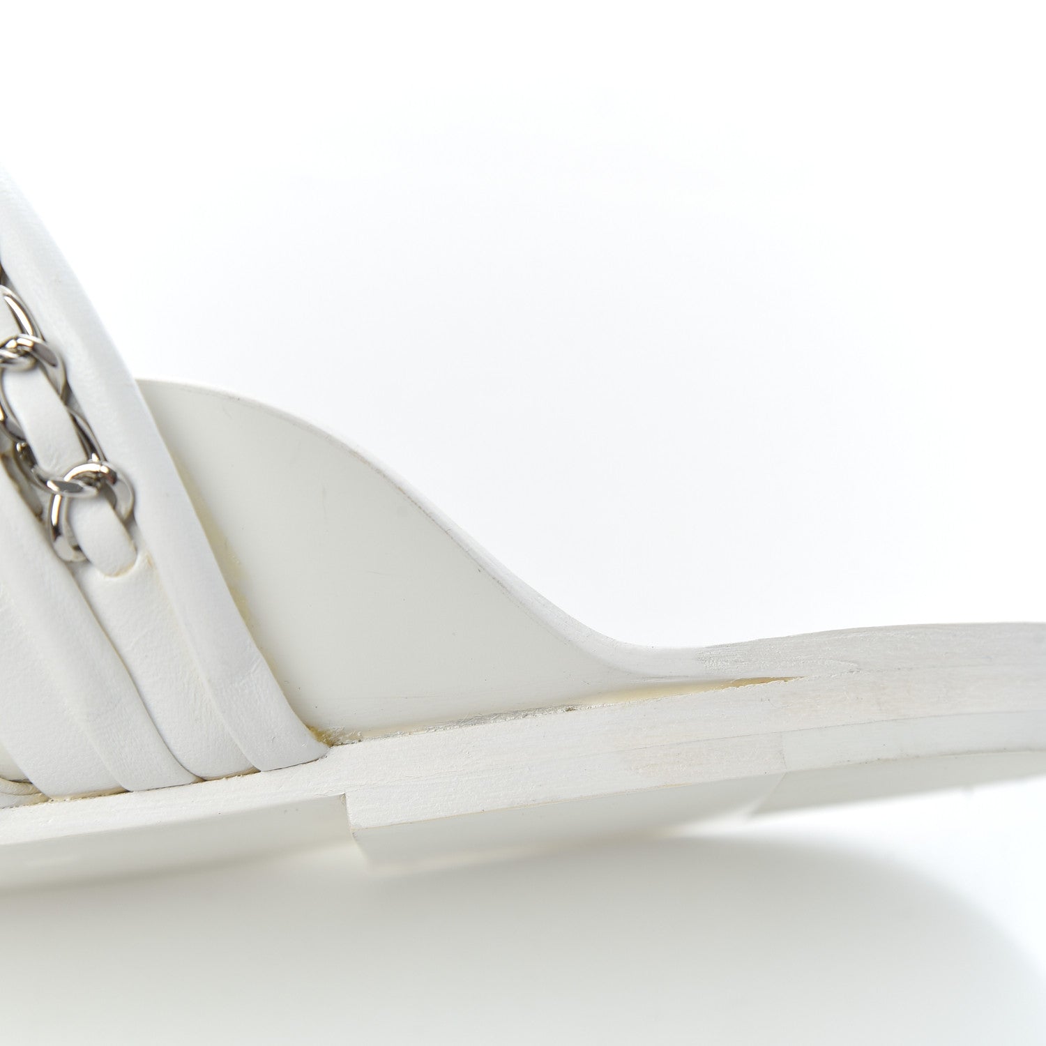 Chanel Calfskin Chain CC Thong Flat Sandals 41 White 10 of 15