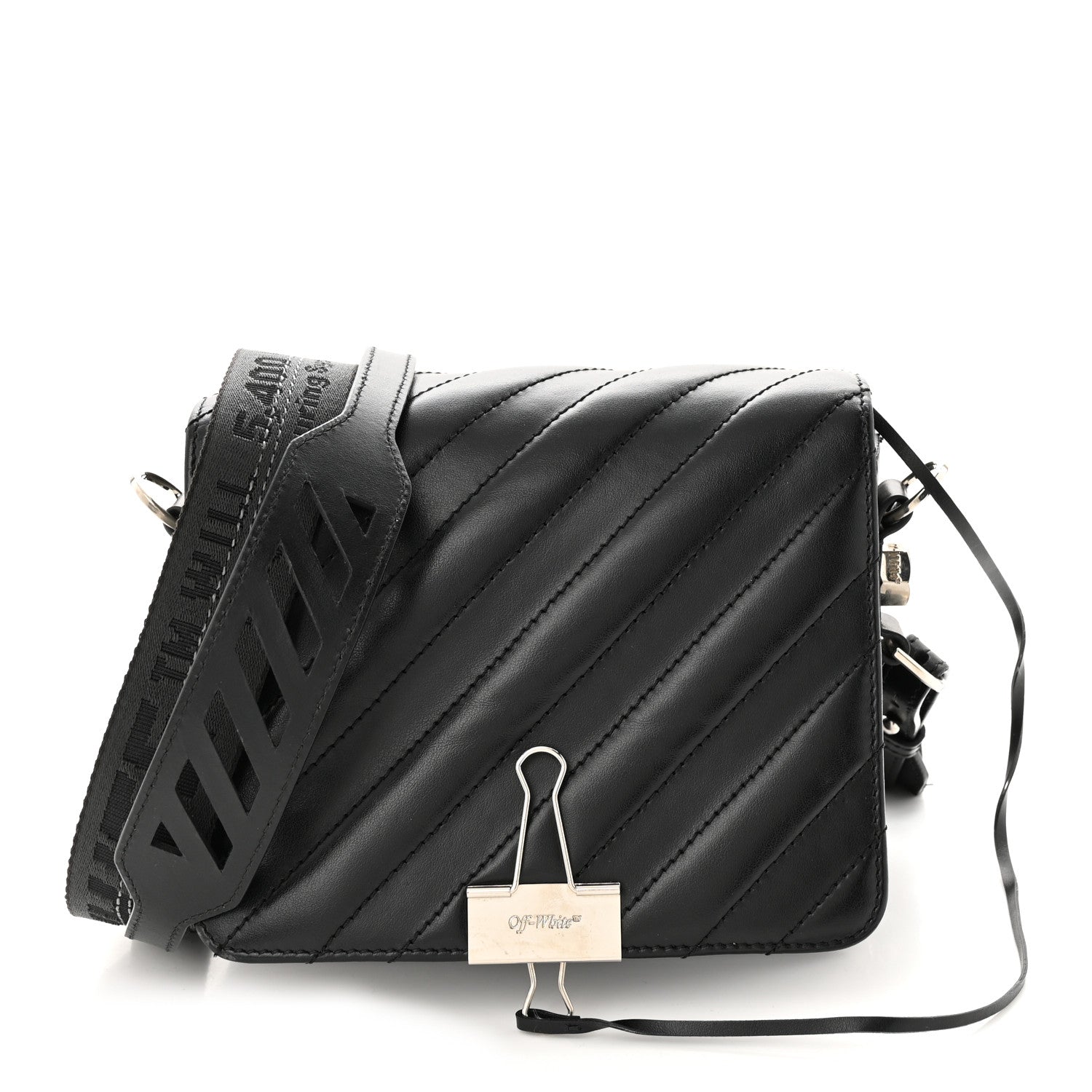Off-White Calfskin Padded Diag Binder Flap Bag Black 1 of 11
