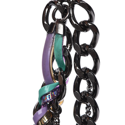 Chanel Ruthenium PVC Enamel CC Multi Strand Chain Link Choker Necklace Silver Multi 6 of 8