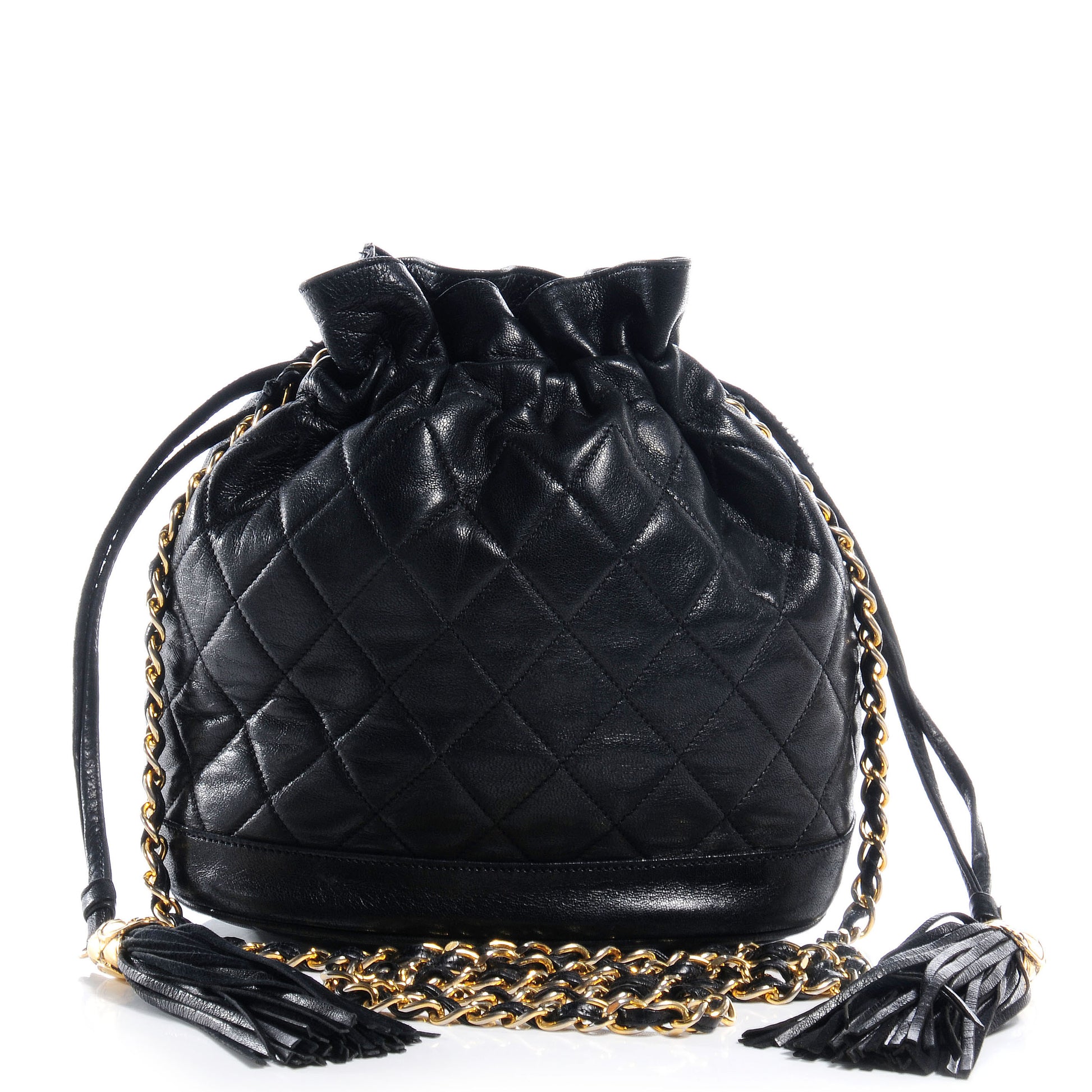Chanel Lambskin Drawstring Pouch Bag Black 1 of 6