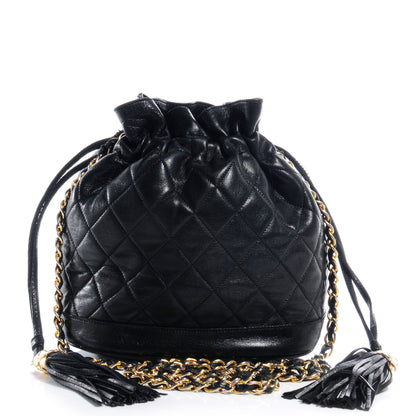 Chanel Lambskin Drawstring Pouch Bag Black 1 of 6