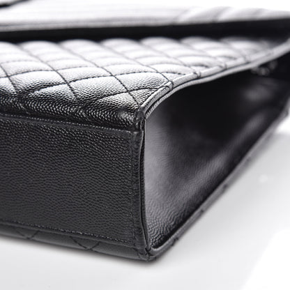 Saint Laurent Grain De Poudre Textured Mixed Matelasse Large Triquilt Monogram Monochrome Satchel Black 10 of 10