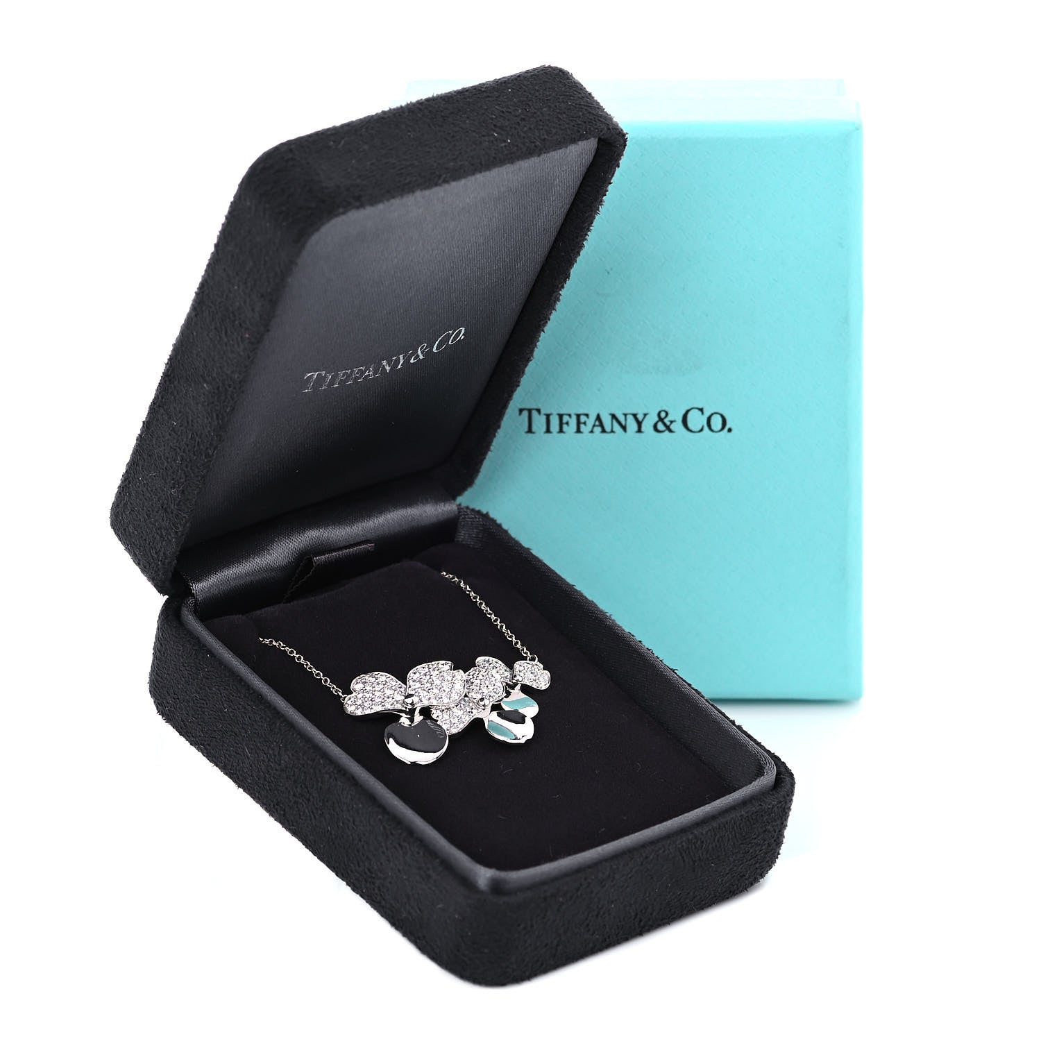 Tiffany Platinum Diamond Mini Paper Flowers Cluster Pendant Necklace 5 of 5