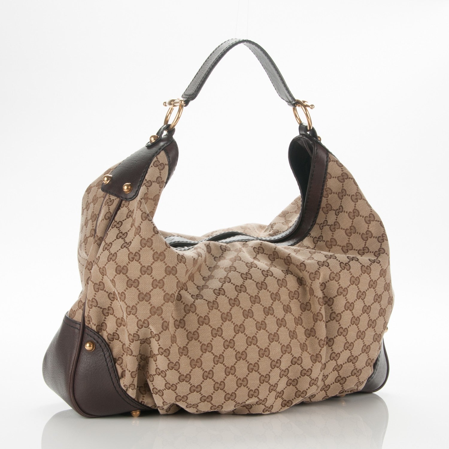 Gucci Monogram Large Jockey Hobo Dark Brown 3 of 7