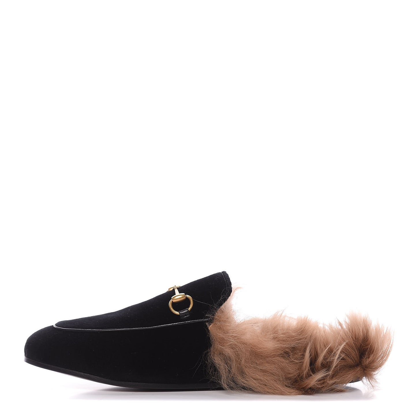 Velvet Fur Womens Princetown Slippers 39 Black