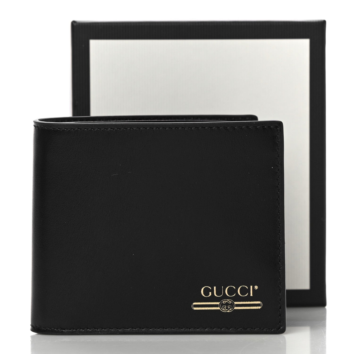 Gucci Plutone Calfskin Logo Bi-Fold Wallet Black 10 of 10