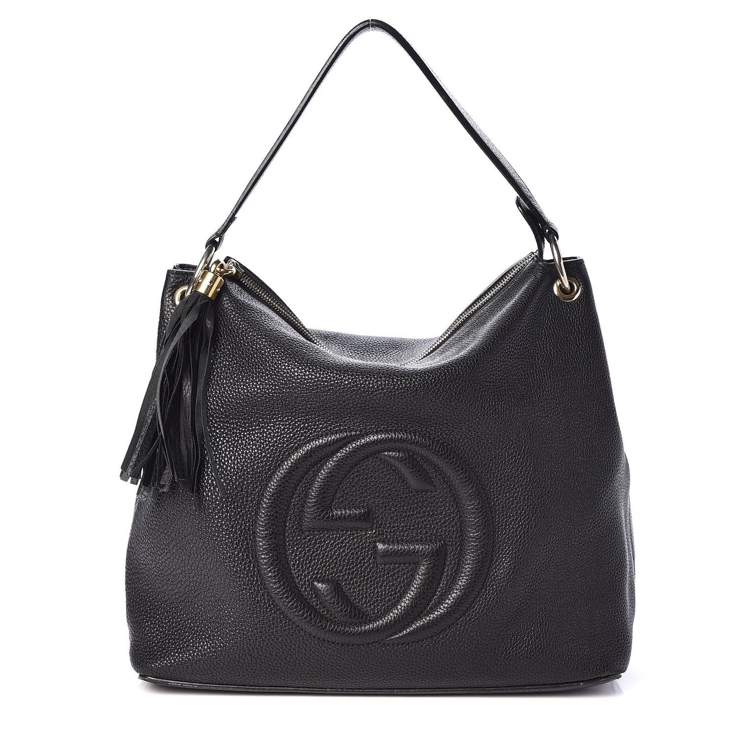 Pebbled Calfskin Large Soho Hobo Black