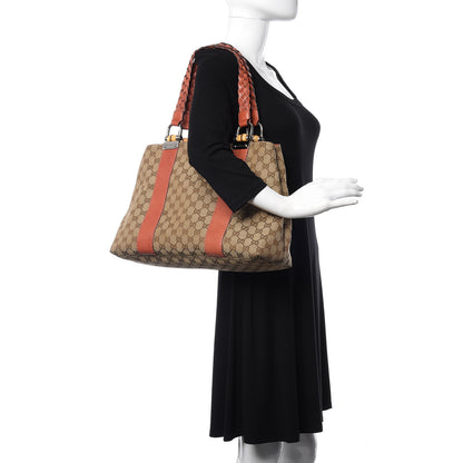 Gucci Monogram Medium Bamboo Bar Tote Coral 2 of 12