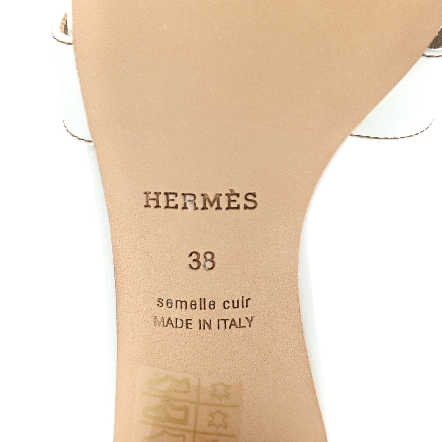 Hermes Calfskin Oasis Sandals 38 White 6 of 9