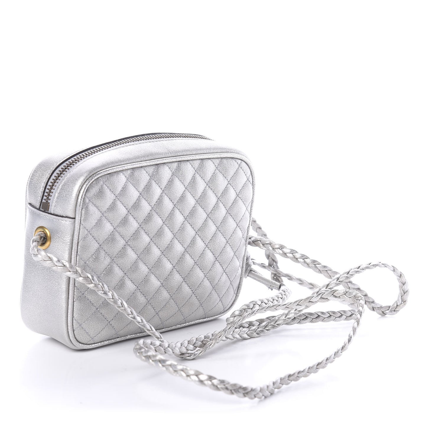 Laminated Nappa Web Trapuntata Mini GG Shoulder Bag Argento