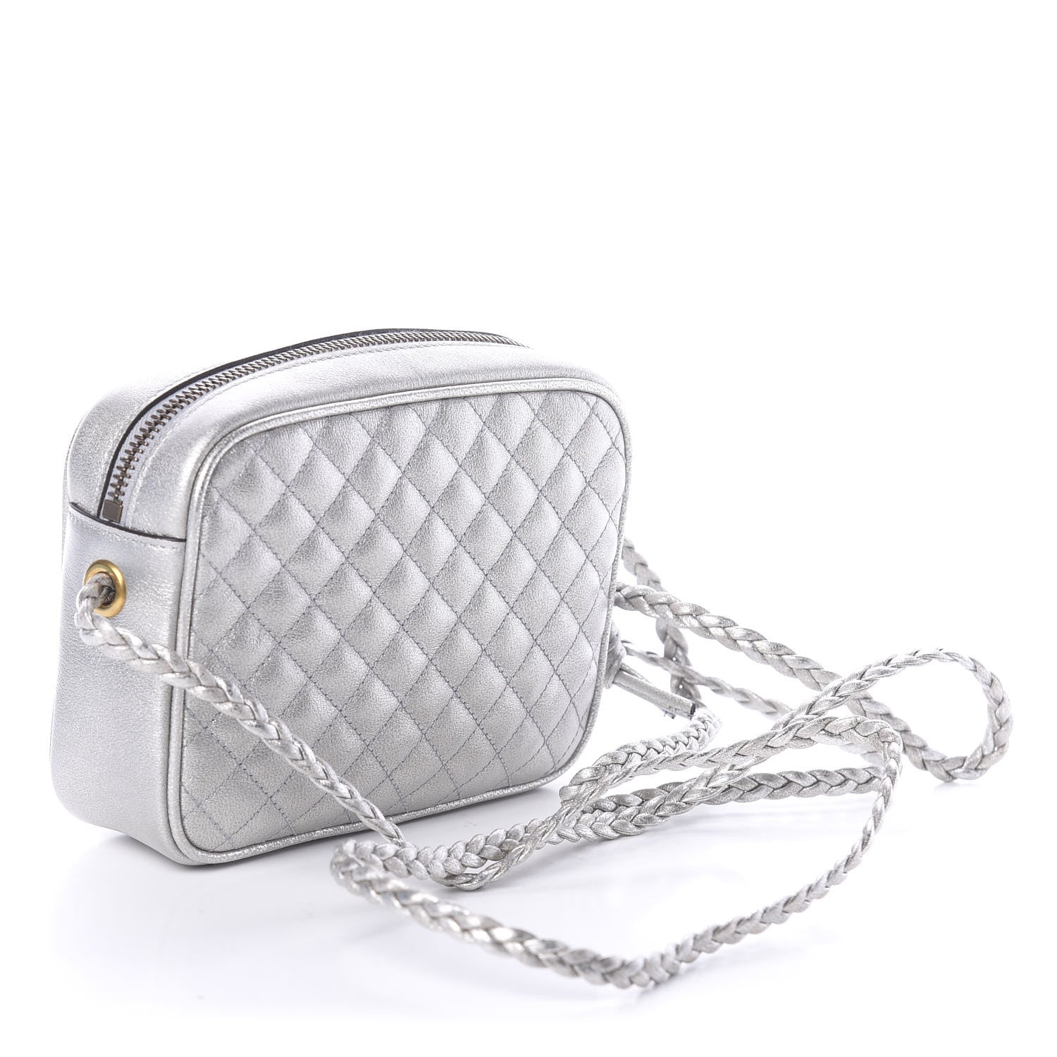 Gucci Laminated Nappa Web Trapuntata Mini GG Shoulder Bag Argento 2 of 7