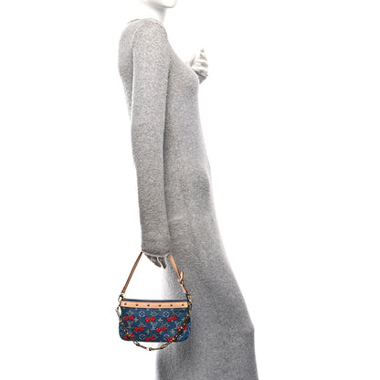 Louis Vuitton LV X TM Monogram Denim Cerises Pochette Accessories Blue 2 of 9