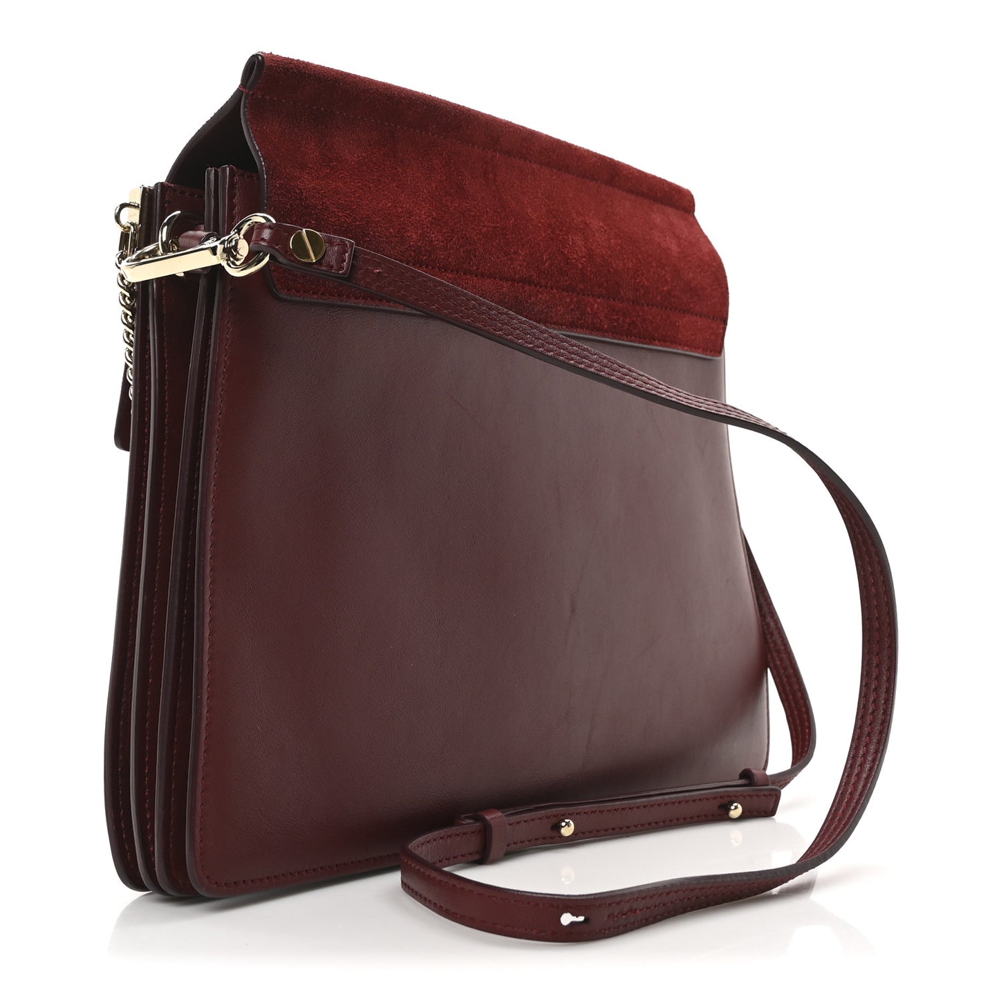 Calfskin Suede Medium Faye Shoulder Bag Plum Purple