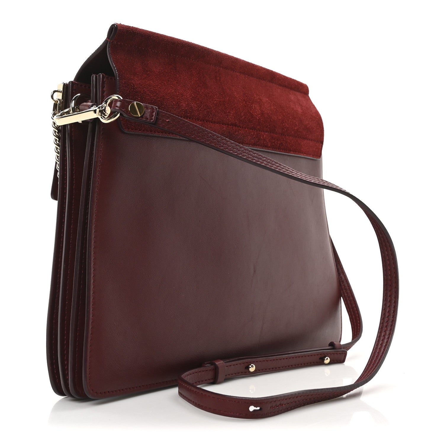 Chloe Calfskin Suede Medium Faye Shoulder Bag Plum Purple 3 of 9