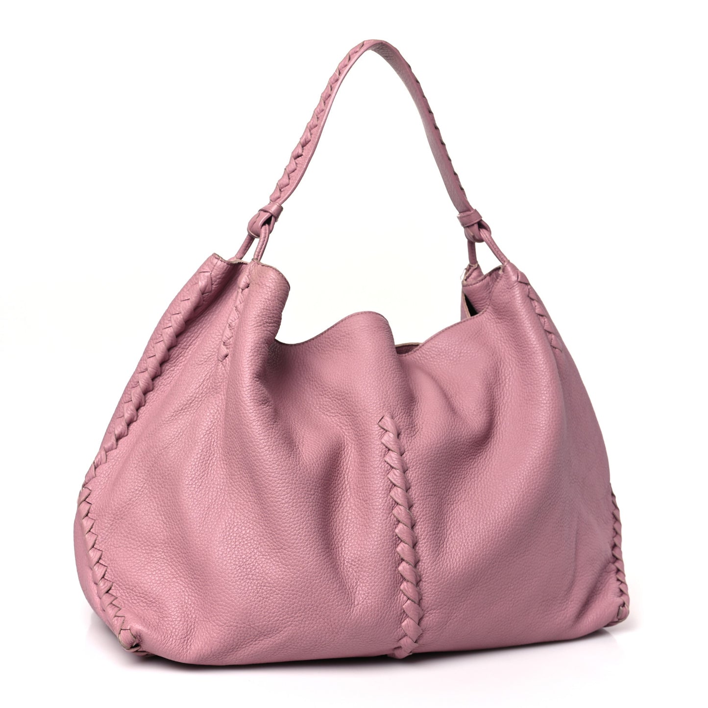 Washed Cervo Deerskin Large Hobo Rose Pink