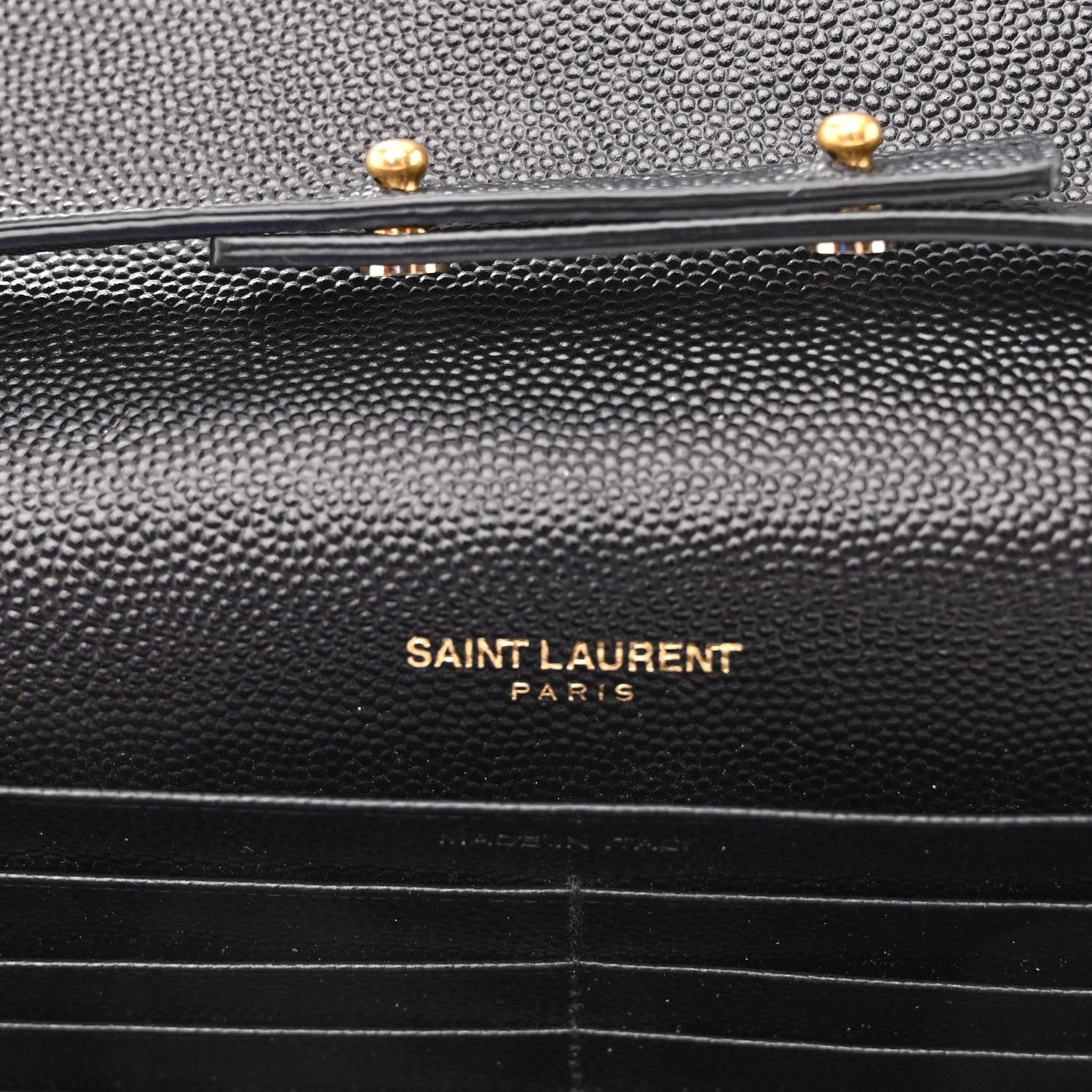 Saint Laurent Grain De Poudre Matelasse Chevron Monogram Chain Wallet Black 6 of 9
