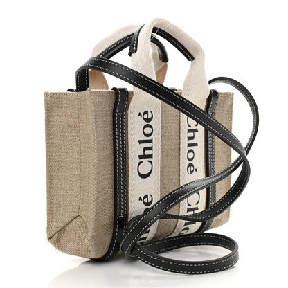 Chloe Cotton Calfskin Mini Woody Ribbon Tote White Blue 2 of 9